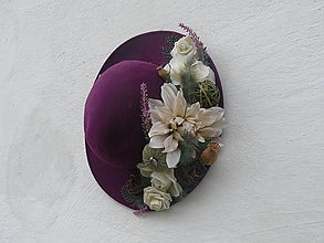 Dekorácie - Romantický klobúk zo starých dobrých čias - fialový - 13181695_