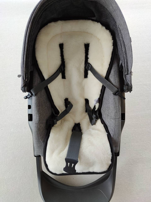 Detský textil - VLNIENKA Vložka do športovej sedačky STOKKE Xplory/ Trailz/ Beat 3 v 1 100% ovčie rúno MERINO ELEGANT black and white - 13182341_