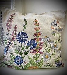 Úžitkový textil - Vankúš - lúčne kvety na ražnej - 13183656_