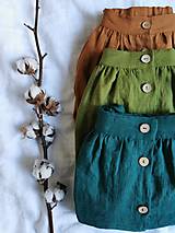 Sukne - Perlička - ľanová sukňa s veľkými našitými vreckami (teal (modrozelená)) - 13179740_