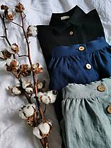 Sukne - Perlička - ľanová sukňa s veľkými našitými vreckami (prašná modrozelená) - 13179741_