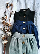 Sukne - Perlička - ľanová sukňa s veľkými našitými vreckami (prašná modrozelená) - 13179743_