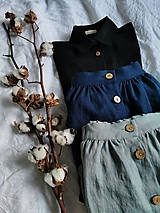 Sukne - Perlička - ľanová sukňa s veľkými našitými vreckami (prašná modrozelená) - 13179745_