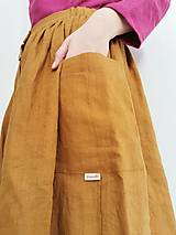 Sukne - Perlička - ľanová sukňa s veľkými našitými vreckami (škoricová) - 13179786_