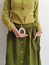 Sukne - Perlička - ľanová sukňa s veľkými našitými vreckami (olivová) - 13179793_