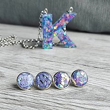 Sady šperkov - Set náušnice a náhrdelník Písmeno K (Fialová) - 13185163_