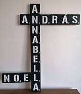 Tabuľky - Scrabble - drevené  písmenká na stenu, čierno-biele - 13187709_