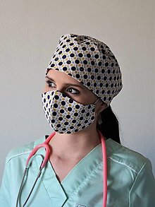 Čiapky, čelenky, klobúky - Dizajnová operačná / chirurgická čiapka bodky 3 farby - 13185475_