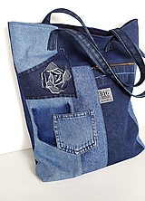Nákupné tašky - Rifľová taška s ružou - 13187803_