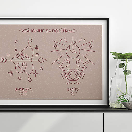 Grafika - ZNAMENIA 2v1, s tvojím textom, ružový print - 13189094_