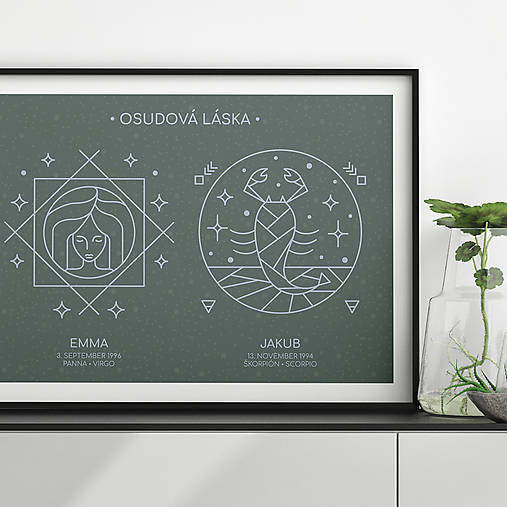 Grafika - ZNAMENIA 2v1, s tvojím textom, šalviový print - 13189095_