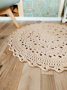 Úžitkový textil - Háčkovaný koberec hnedý - 13186783_
