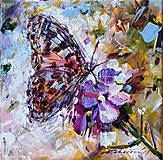 Obrazy - Motýľ a kvietok (20x20cm) - 13184112_