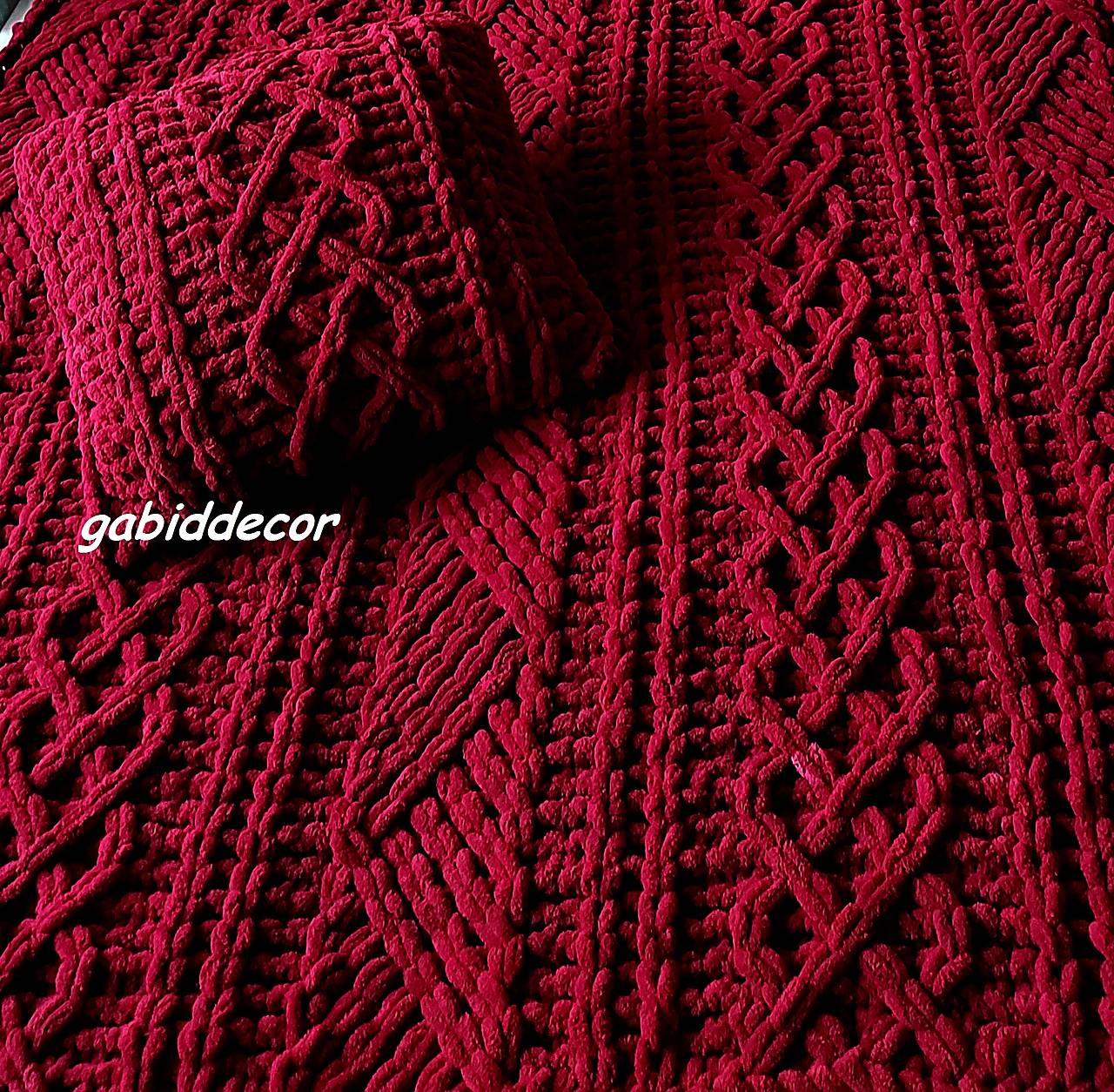 Jemnučká a ľahká deka z priadze alize puffy bordová/vínová s vankúšikom