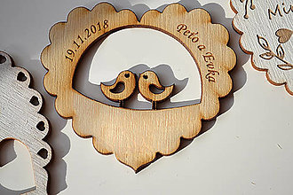 Darčeky pre svadobčanov - Svadobná drevená magnetka - 13189422_