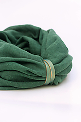 Šatky - Jemný dvojitý nákrčník smaragdovozelenej farby zo 100% ľanu - 13191893_