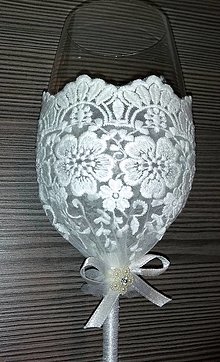 Nádoby - Svadobný čipkovaný pohár - víno - 13191768_