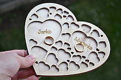 Prstene - Svadobný tanierik Srdcia v srdci - 13193557_