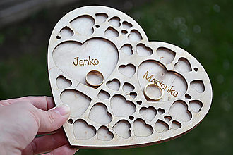 Prstene - Svadobný tanierik Srdcia v srdci (Prírodný) - 13193557_