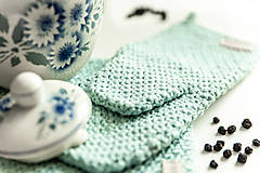 Úžitkový textil - Set podložka a chňapka bledá modrá - 13195061_