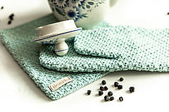 Úžitkový textil - Set podložka a chňapka bledá modrá - 13195062_