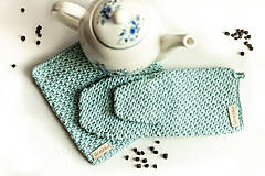 Úžitkový textil - Set podložka a chňapka bledá modrá - 13195063_