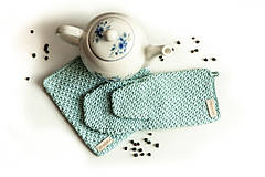 Úžitkový textil - Set podložka a chňapka bledá modrá - 13195064_