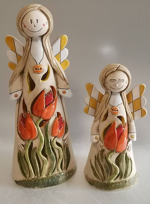  - Anjel na sviečku "Tulipány"  (Výška : 28 cm) - 13198604_