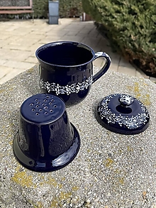 Nádoby - Trojdielna kobaltová súprava na sypaný čaj s jemným dekórom - 13198914_