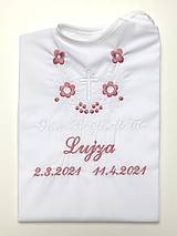 Detské oblečenie - košieľka na krst K14 ružovo-biela s krížikom - 13200068_