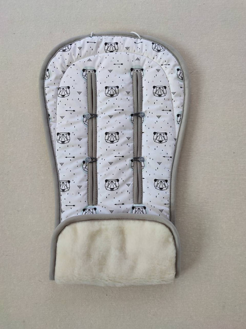 Detský textil - VLNIENKA Podložka do kočíka CONCORD Wanderer 100% MERINO TOP Panda šedá - 13205014_