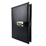 Papiernictvo - Kožený zápisník /zakladač na heslový zámok v čiernej farbe - 13203553_