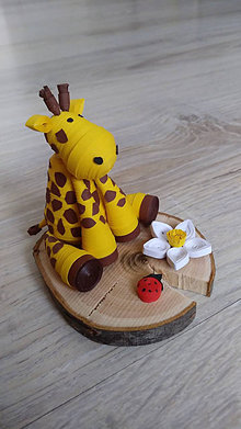 Dekorácie - Žirafa, kvietok a lienka - miniatúra z papierových prúžkov - 13204026_