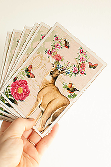 Papier - Pohľadnica "Vintage jelenček" - 13205774_