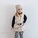 Detské oblečenie - Detská teddy vesta s opaskom - beige - 13208789_