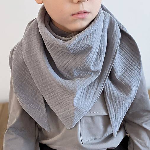 Detské doplnky - Mušelínový šálik - grey - 13209575_