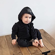 Detské oblečenie - Detský teplákový overal organic - black - 13208822_
