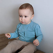 Detské oblečenie - Tričko organic - pocket aqua - 13209596_