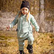 Detské oblečenie - Detská oversize mikina - pocket - mint zateplená - 13209957_