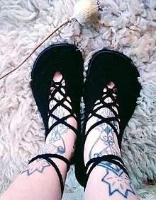 Ponožky, pančuchy, obuv - Barefoot balerínky čierne Zaježky - 13207419_