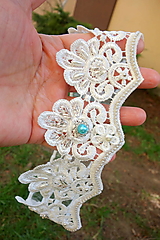 Spodná bielizeň - svadobný podväzok Ivory - tyrkysová perla - /20€/ - 13211535_