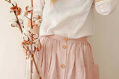 Sukne - Perlička - ľanová sukňa s veľkými našitými vreckami (prašná ružová) - 13212887_