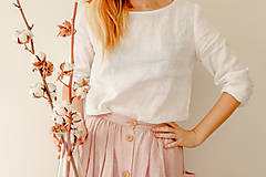 Sukne - Perlička - ľanová sukňa s veľkými našitými vreckami (prašná ružová) - 13212888_