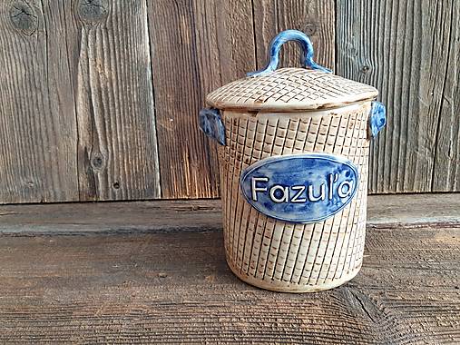 Nádoby - Veľké dózy s nápisom Mriežka 850ml (Fazuľa) - 13215696_