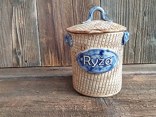 Nádoby - Veľké dózy s nápisom Mriežka 850ml (Ryža) - 13215697_