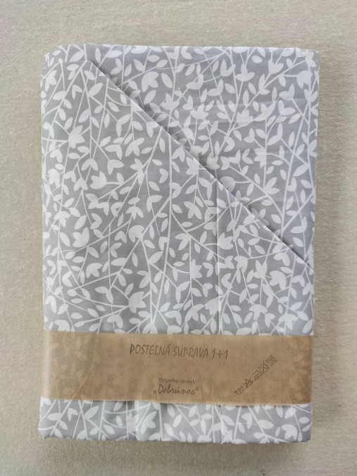 Úžitkový textil - Posteľné obliečky LUX grey  140 x 200 CM/ 70 x 90 cm šedé lístočky - 13216320_