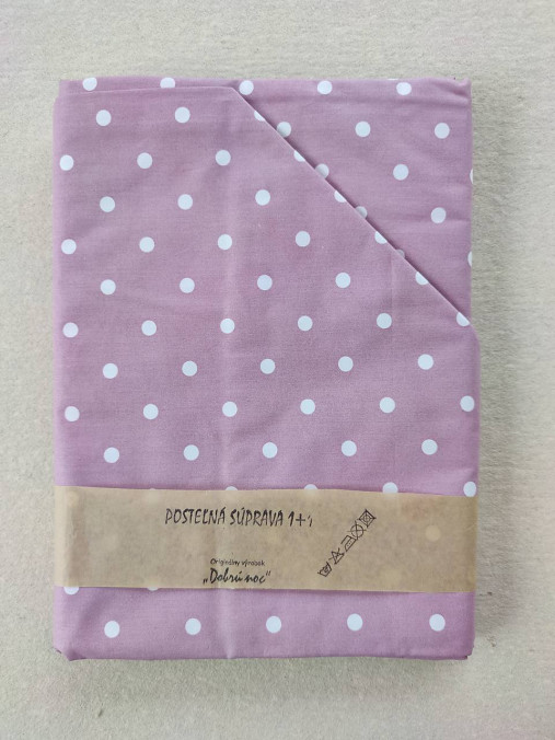 Úžitkový textil - Posteľné obliečky LUX 140 x 200 CM / 70 x 90 cm BODKA ružovo fialová - 13216340_
