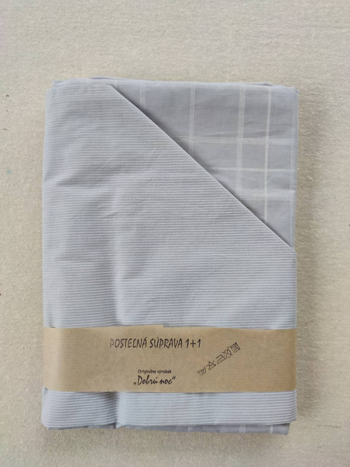 Úžitkový textil - Posteľné obliečky LUX Káro a Pásik 140 x 200 CM/ 70 x 90 cm šedé - 13216353_