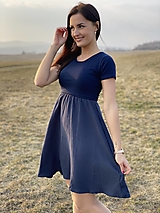 Tehotenské oblečenie - Mušelínové šaty na dojčenie - dark blue basic - 13215996_