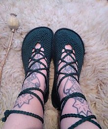 Ponožky, pančuchy, obuv - Khaki zelené barefoot balerínky - 13218061_